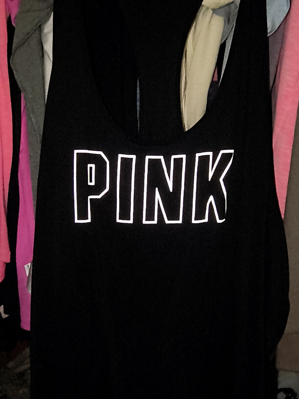 PINK Victoria's Secret Black Tank with White Logo